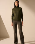 Oscar the collection - Laure trousers - Broek high waist straight legs smoked green