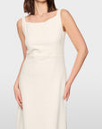 Marc Cain langes Kleid mit Strukturmuster Bright Ecru – AC 21.35 W63 | 112