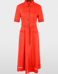 AC2141W70 Marc Cain overhemdjurk Sunny Orange met koord en uitlopende rok
