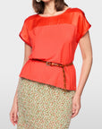 Marc Cain Shirt aus Seide und Jersey Tomatenrot – AC 48.44 J59 | 223