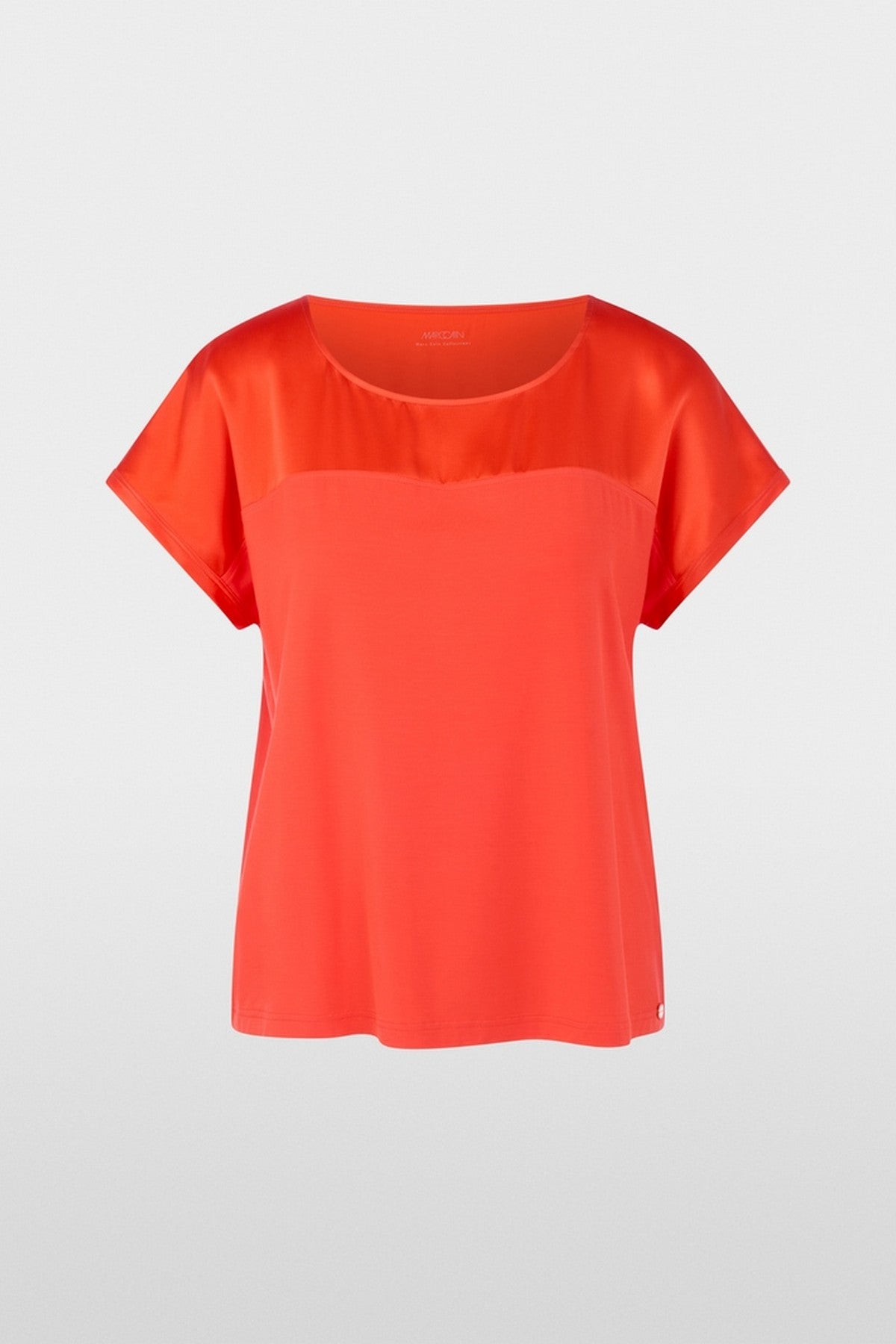 AC4844J59 Marc Cain shirt in Tomato Red met zijde en jersey