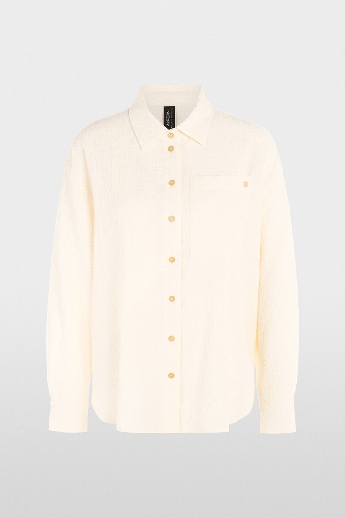 AC5130W63 Marc Cain blouse in Bright Ecru met structuurpatroon en borstzak