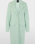 BC1102M05 Marc Cain jas in wolmix Knitted in Germany in Silt Green met drieknoopsluiting en klepzakken
