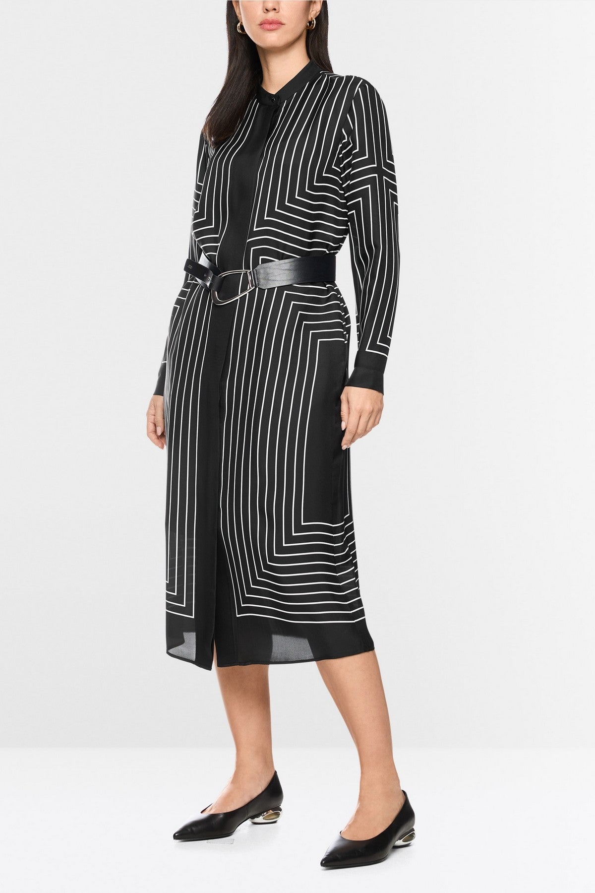 Marc Cain midi-jurk met grafisch patroon – Black and White