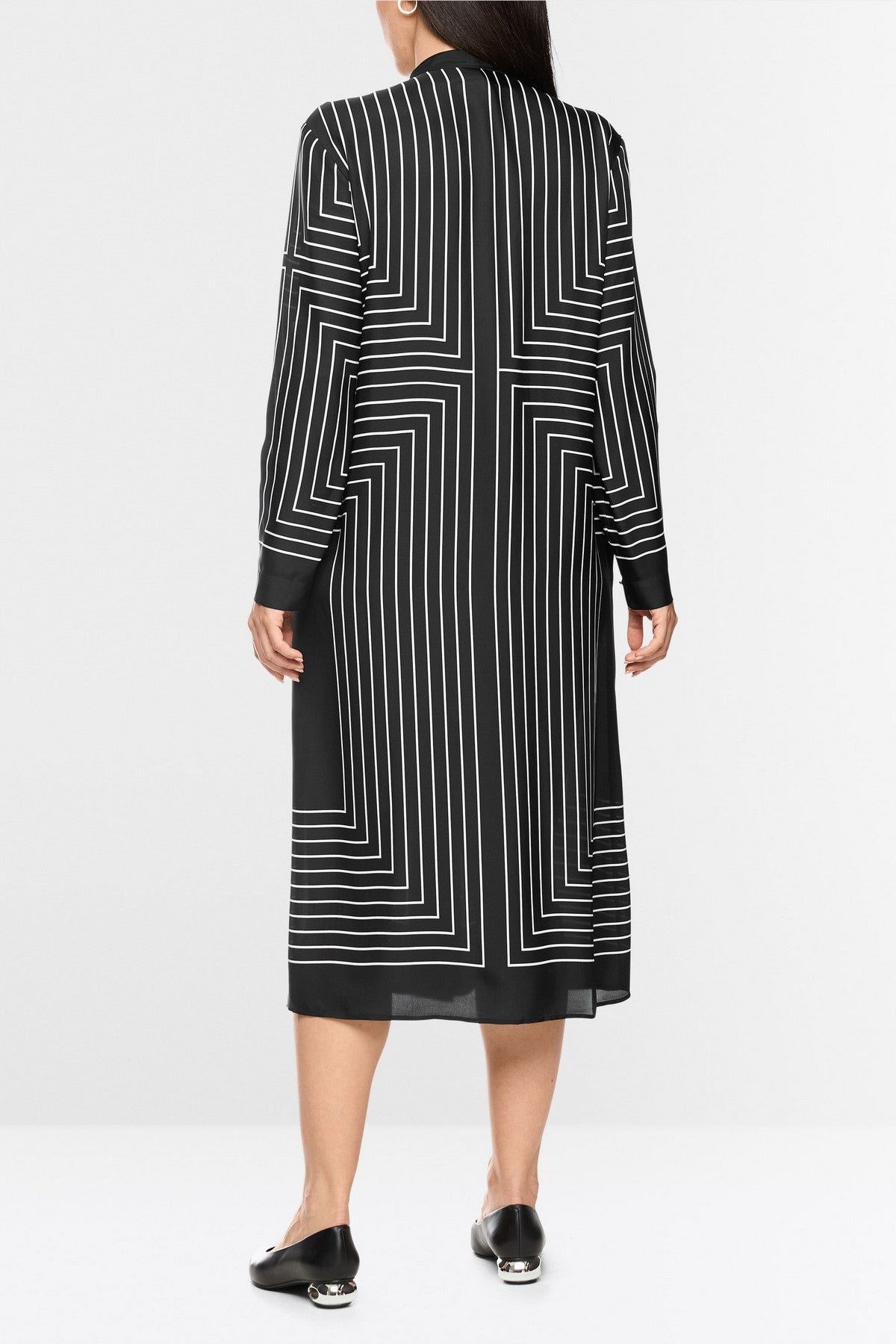 Marc Cain midi-jurk met grafisch patroon – Black and White