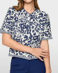 Marc Cain - BC 39.03 M02 | 112 - Cardigan kort print - WIT MARINE