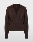 BC3908M68 Marc Cain cardigan van 100% kasjmier in Seal Brown met V-hals en knoopsluiting