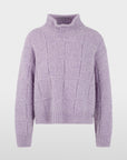 Marc Cain oversized trui met hoge col in Purple Rose en ruitvormig reliëfbreisel