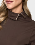 Marc Cain shirt van stretchkatoen Seal Brown – BC 48.18 J14 | 697