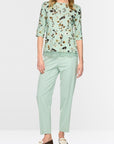 Marc Cain bloemenshirt met kanten applicatie Silt Green – BC 48.31 J47 | 505