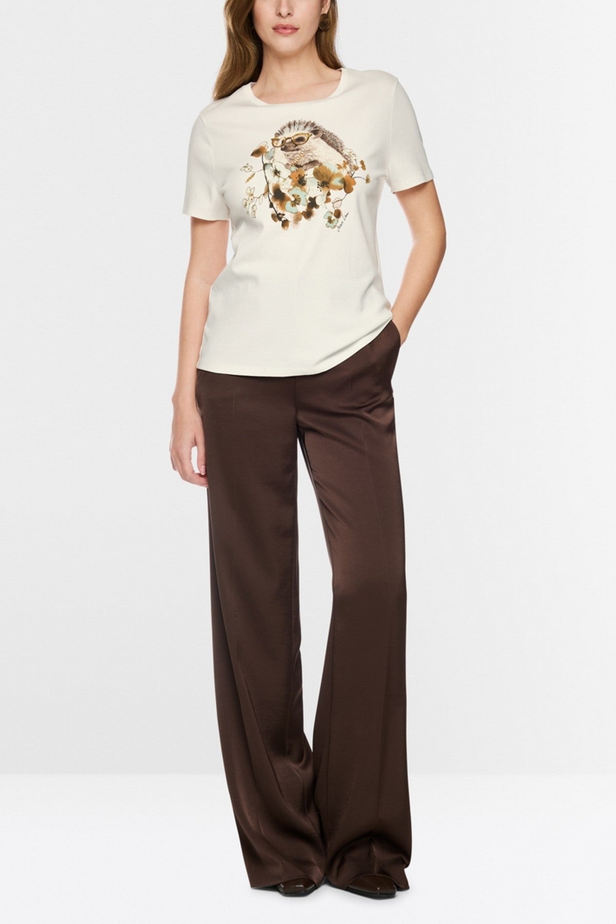 Marc Cain egelshirt met siersteentjes Off-White – BC 48.32 J67 | 110