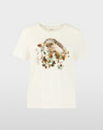 BC4832J67 Marc Cain T-shirt in Off-White met egelmotief en siersteentjes