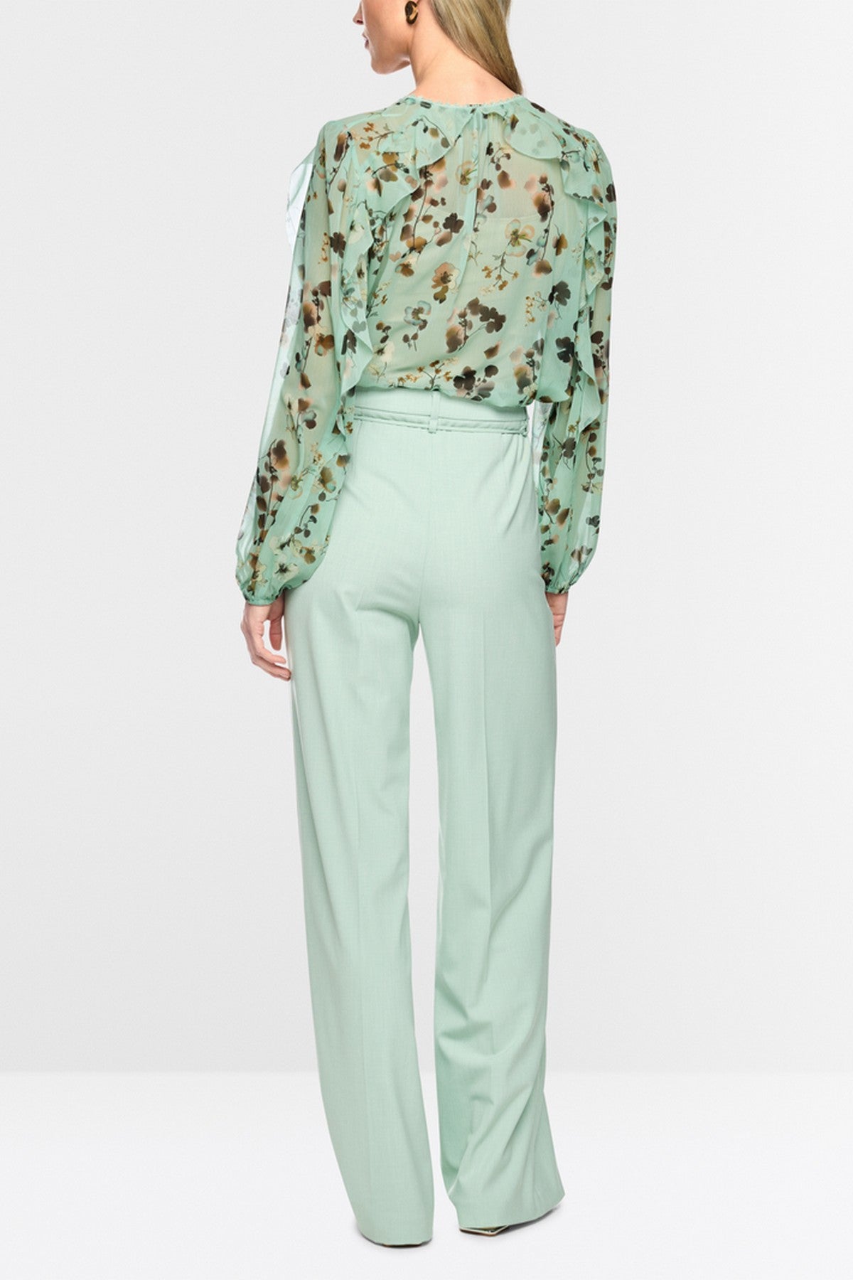 Marc Cain bloemenblouse met volants Silt Green – BC 51.08 W54 | 505