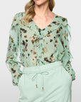Marc Cain bloemenblouse met volants Silt Green – BC 51.08 W54 | 505