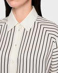 Marc Cain geometrische blouse van zijden mix – White and Black