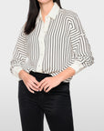 Marc Cain geometrische blouse van zijden mix – White and Black