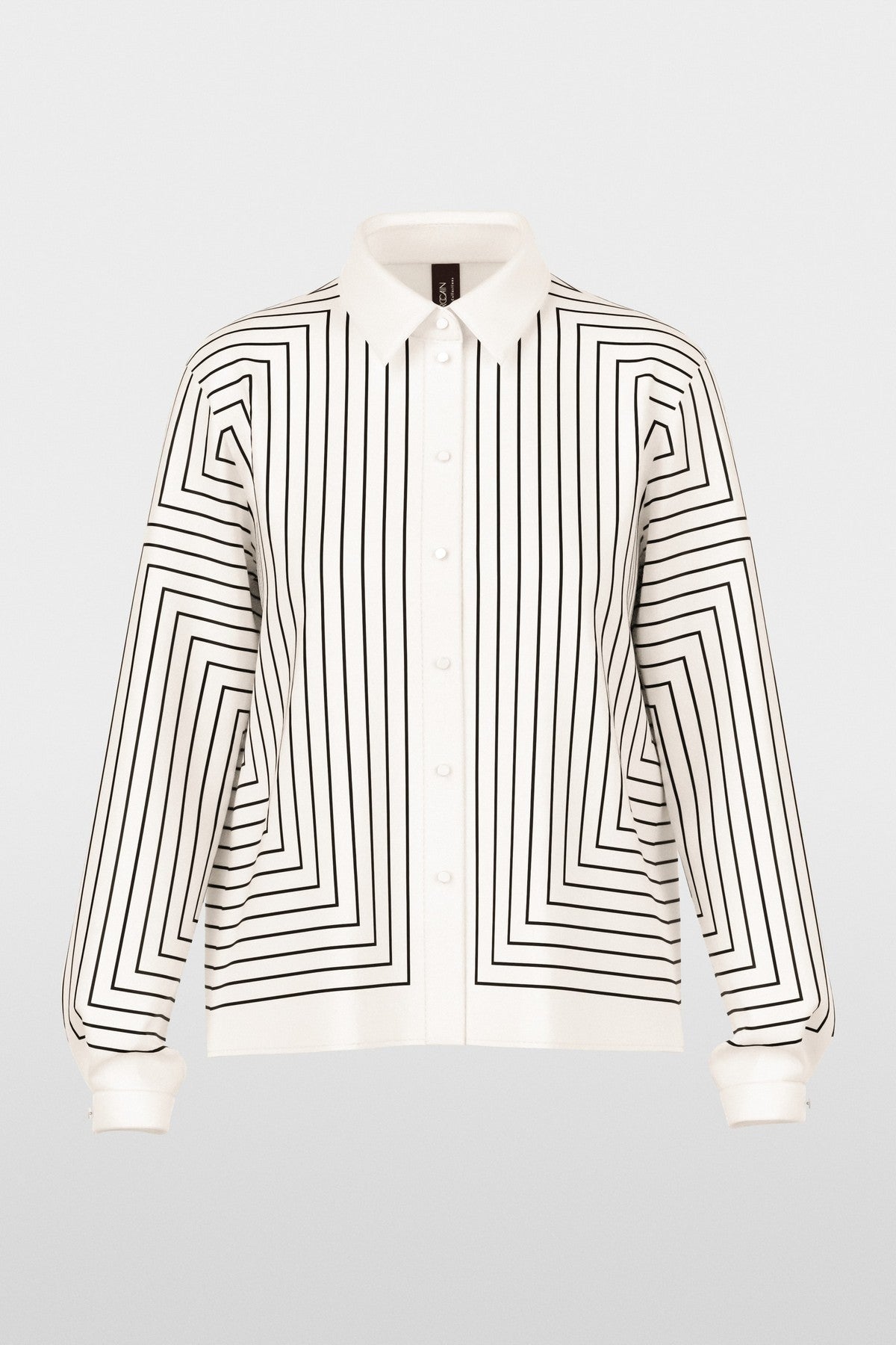 Marc Cain geometrische blouse in White and Black van viscose-zijde mix