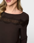 Marc Cain blouse met kant Seal Brown – BC 51.22 W90 | 697