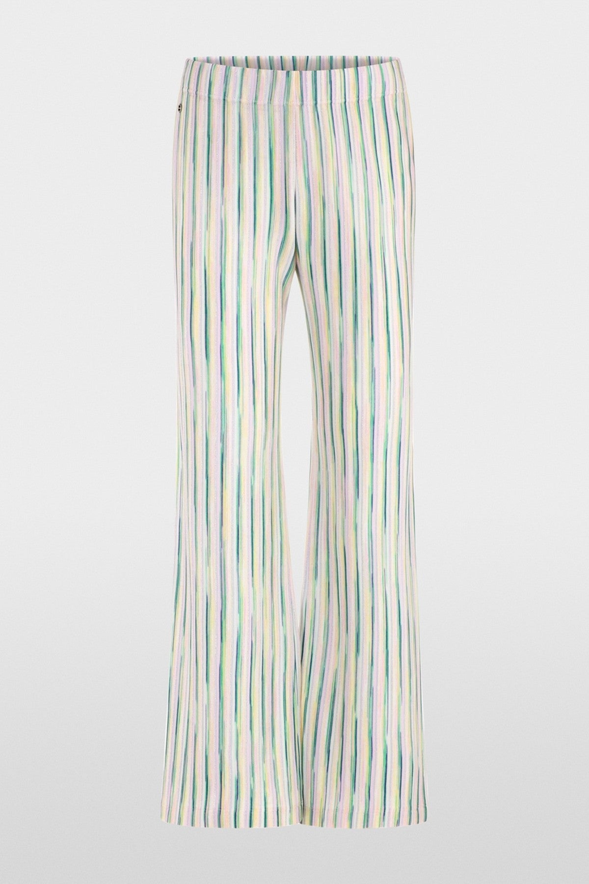 Marc Cain Collections gestreepte broek FASTIV pink tulle met lurex glans.