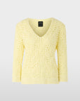 Marc Cain Collections chunky gebreide trui in de kleur deep limonella met V-hals.