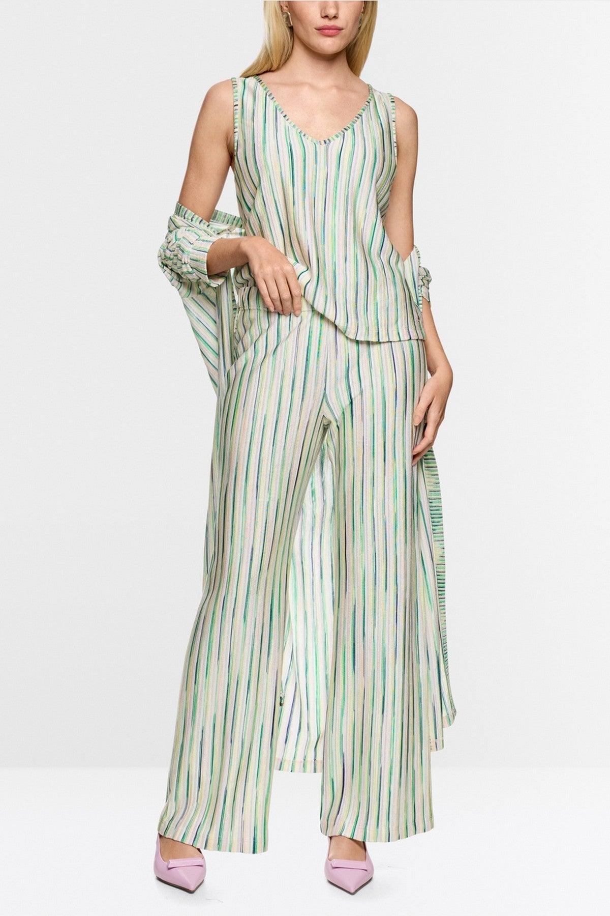 Marc Cain Collections - Gestreepte top Knitted in Germany - Pink Tulle - AC 61.08 M22 | 255