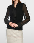 Marc Cain - ZC 41.38 M30 | 900 - Pull transparante mouwen - zwart