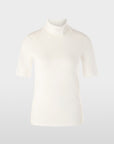 Stijlvol T-shirt in off-white met col en subtiel glanzend detail. De nauwsluitende pasvorm en zachte katoenmix zorgen voor een elegante look en hoog draagcomfort.