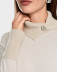 Marc Cain - ZC 48.44 J15 | 182 - Shirt met gebreide kraag - stone