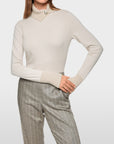 Marc Cain - ZC 48.44 J15 | 182 - Shirt met gebreide kraag - stone