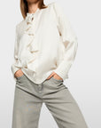 Marc Cain - ZC 51.24 W78 | 182 - Blouse zijde volant - stone