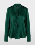 elegante blouse van zijde met verborgen knoopsluiting en subtiel volantdetail. 