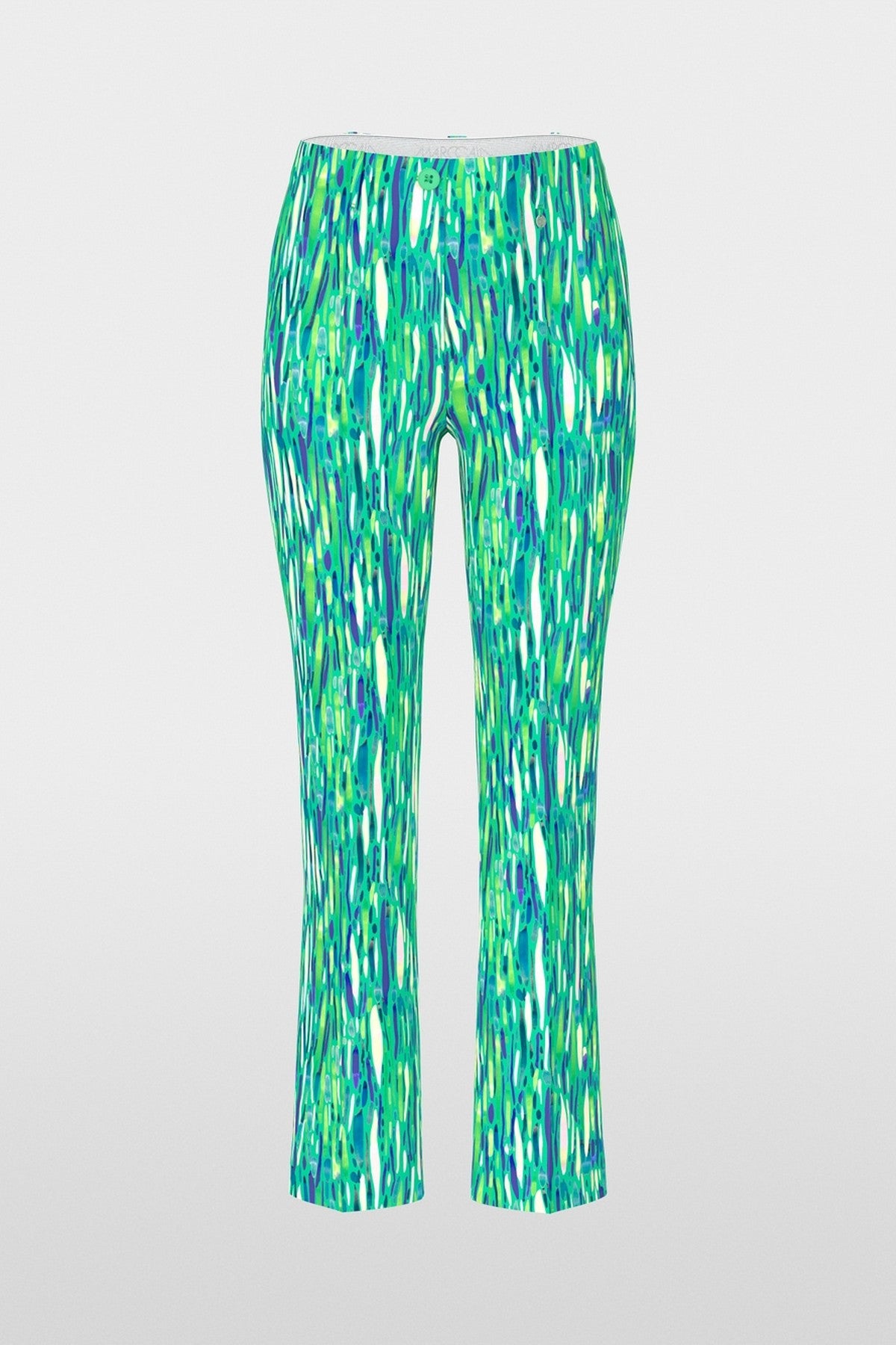 Marc Cain Collections broek FORLI in bright jade met moderne confettiprint.