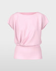 Marc Cain Collections shirt in pink tulle lichtroze met ronde hals en korte mouwen.