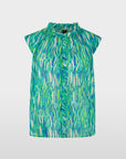 Marc Cain Collections top bright jade met ruches en confettiprint.