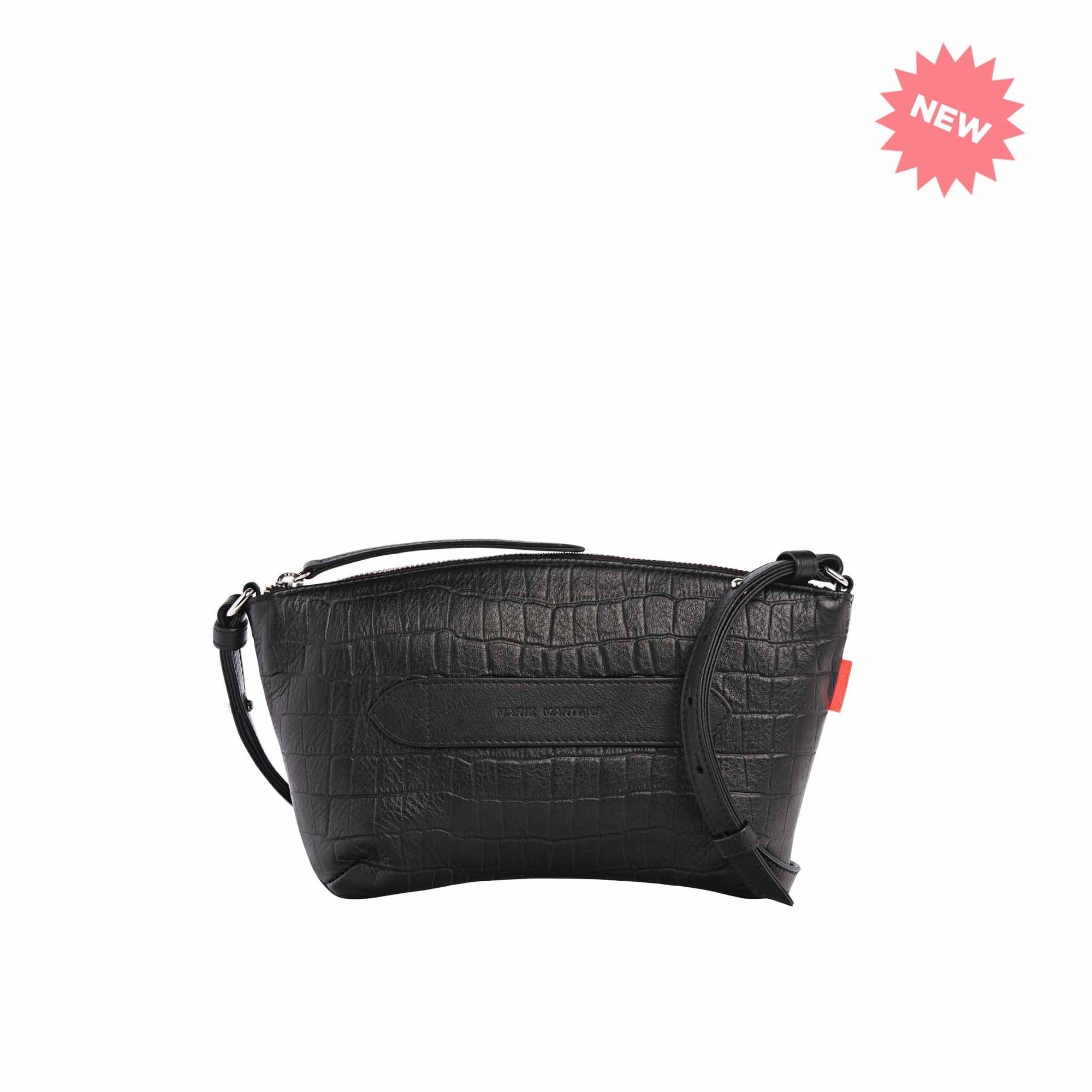 COACHELLA clutch van Marie Martens, elegante leren crossbody of schoudertas met pompon en verstelbare riem