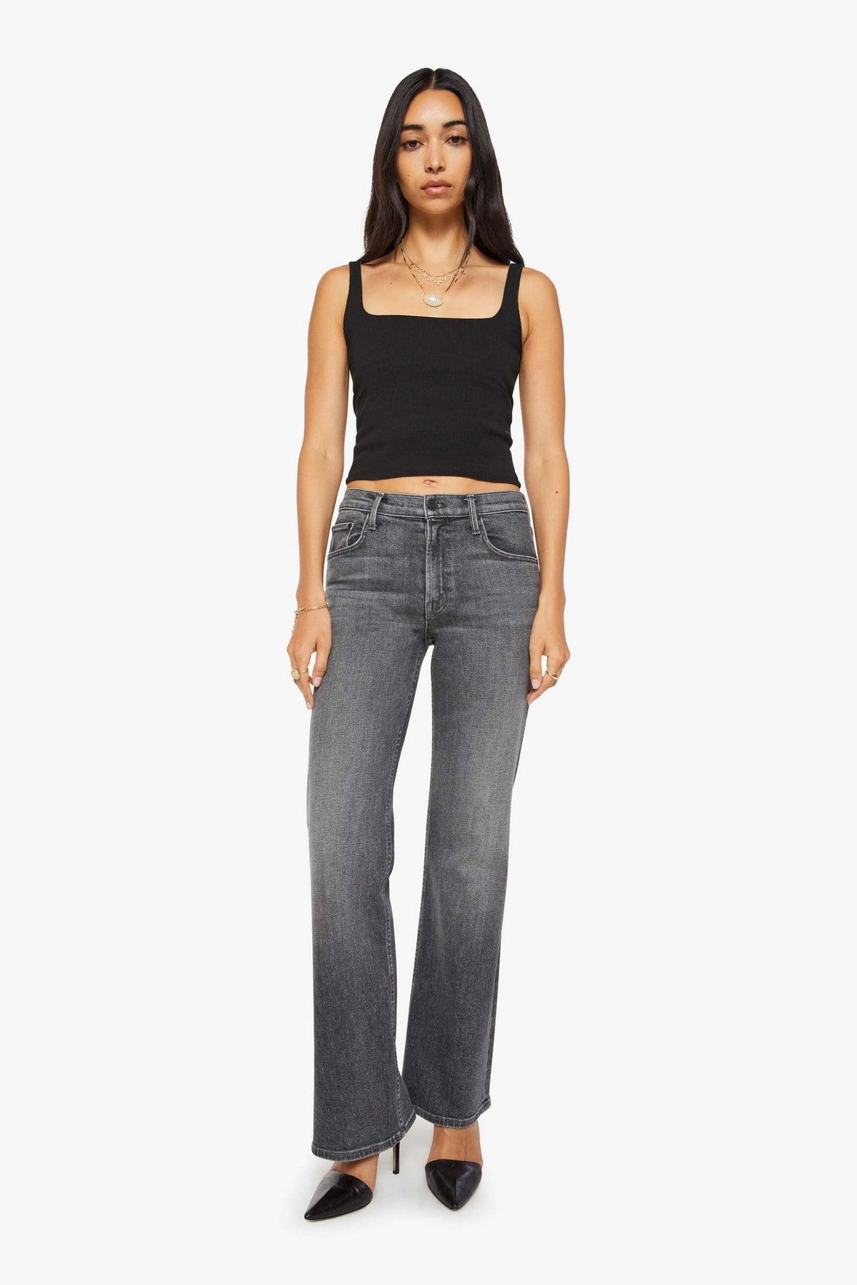 MOTHER The Bookie Sneak jeans in Dainty And Dangerous met donkergrijze bootcut pasvorm