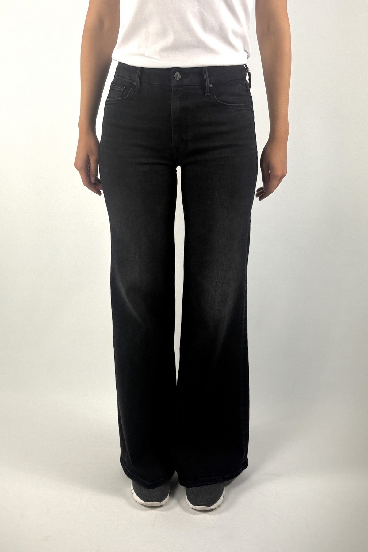 Mother The Roller Sneak zwarte flared jeans in Spiked Hair Art