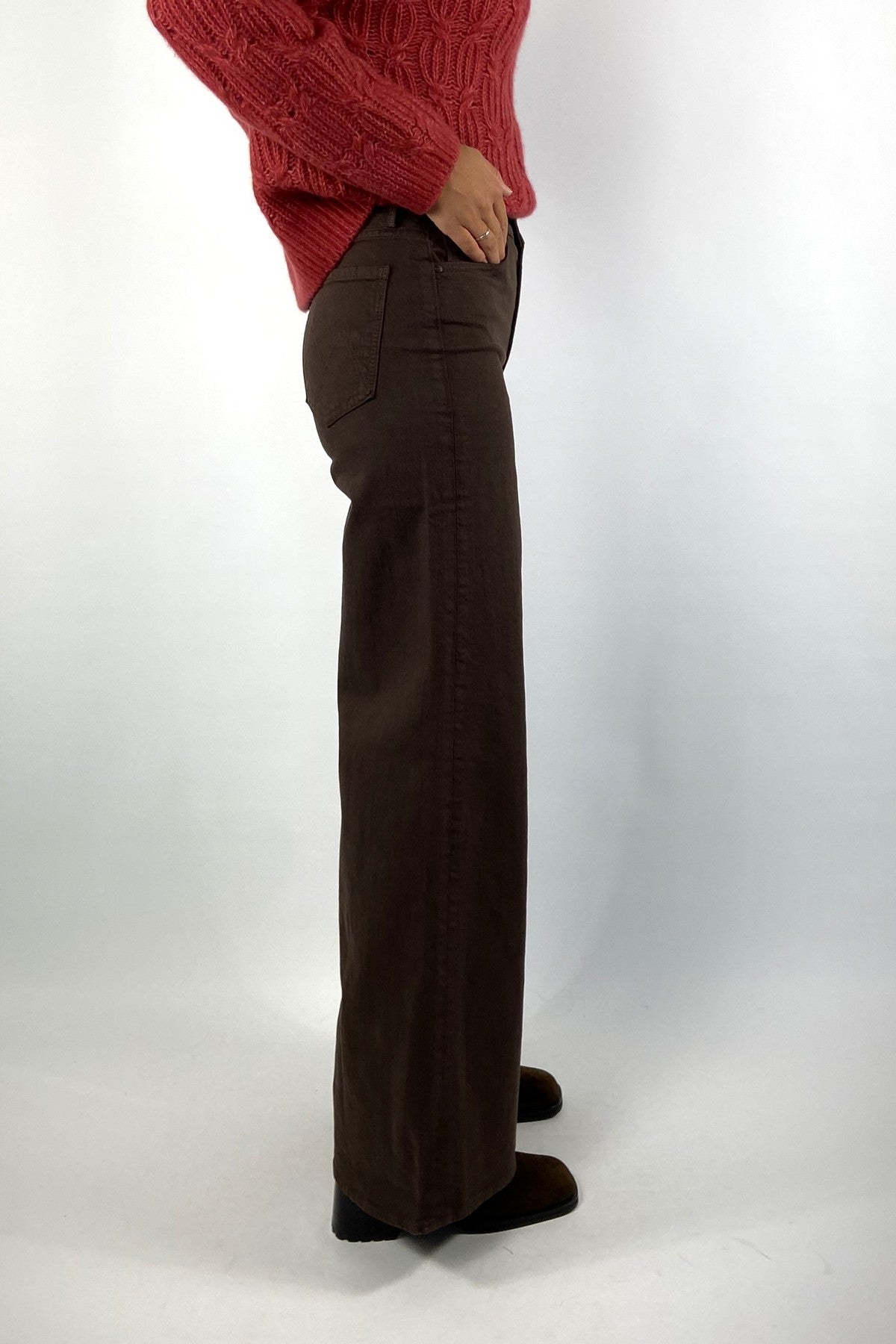 MOTHER The Undercover Sneak wide leg jeans – Chocolate