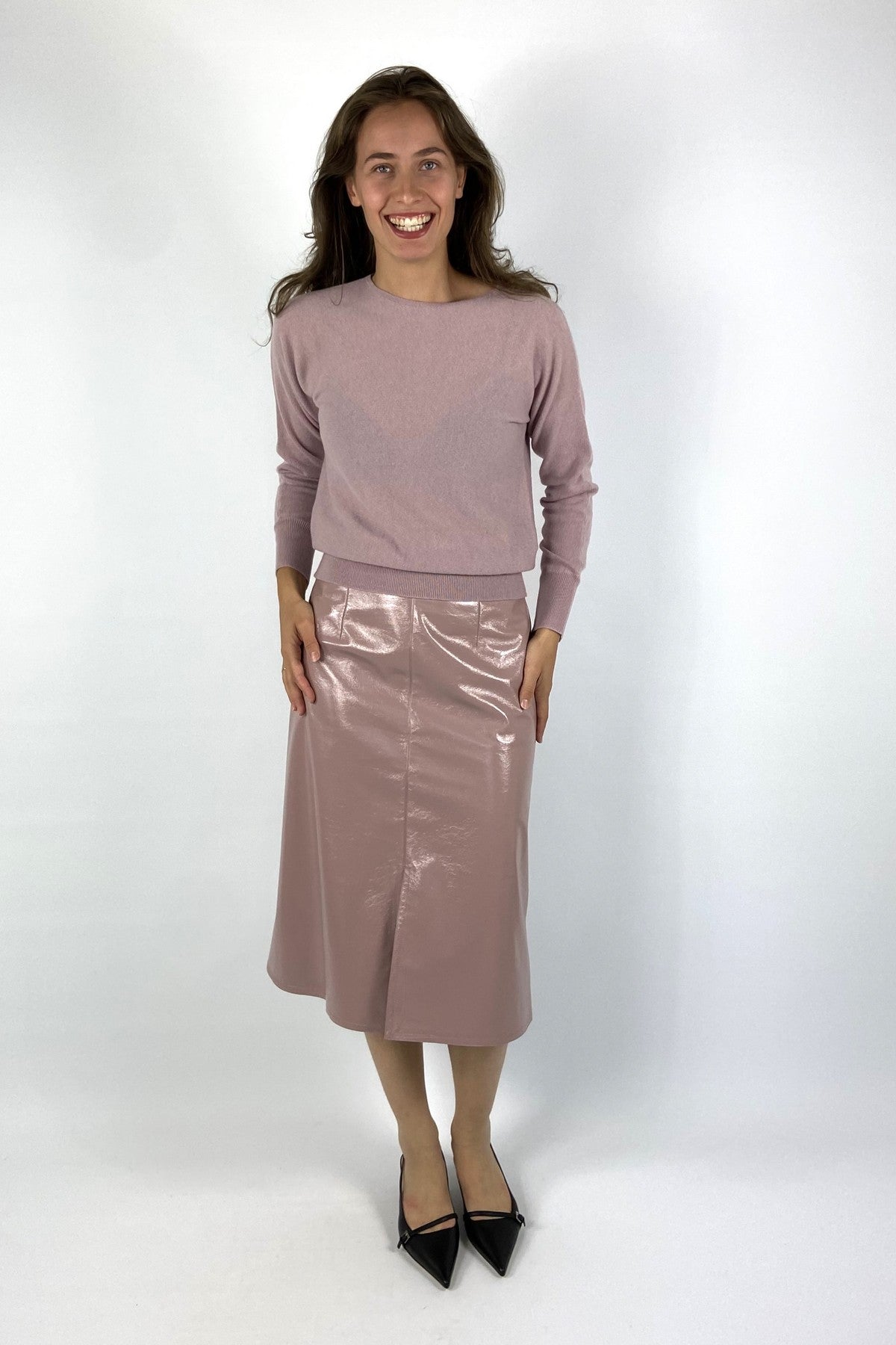 Roze truitje van Natan in wol cashmere mix met lange mouwen.