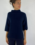 Natan Odette-wool trui van 100% superfijne wol met boothals, 3/4-mouwen en boxy model