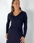 Nineto9 - 455L | 100 - Shirt drapage kraag - navy