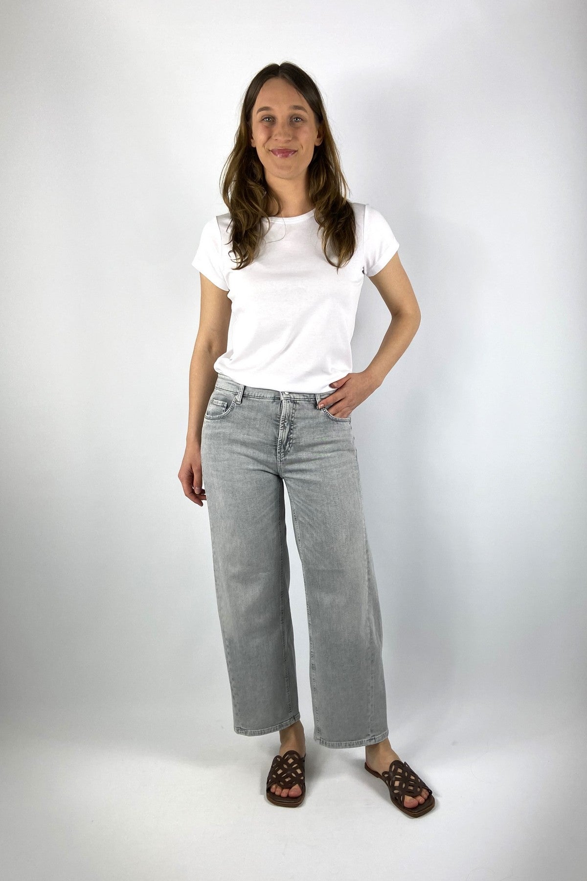 9251 5279 Cambio Oria jeans grijs denim O-shape cropped met hoge taille