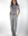 Oscar The Collection Cerine top met hoge hals – Imperial Grey