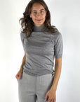 Oscar The Collection Cerine fijngebreide top met hoge hals in Imperial Grey