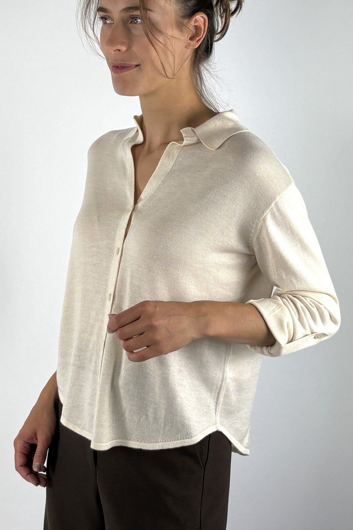 Oscar The Collection Forbes Top doorknoopt poloshirt – Winter White
