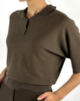 Oscar The Collection Jackie polo top relaxed fit – Espresso