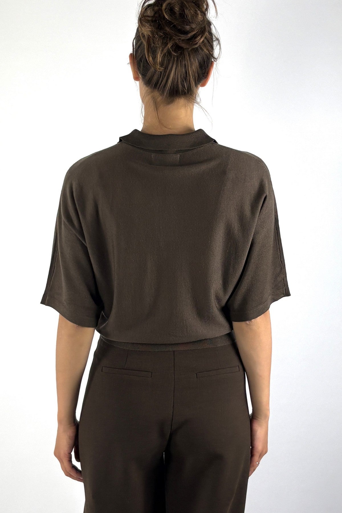 Oscar The Collection Jackie polo top relaxed fit – Espresso
