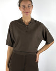 Oscar The Collection Jackie polo top relaxed fit – Espresso