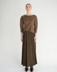 Oscar The Collection Leonore Skirt in Woodland geplisseerde maxirok in donkerbruin