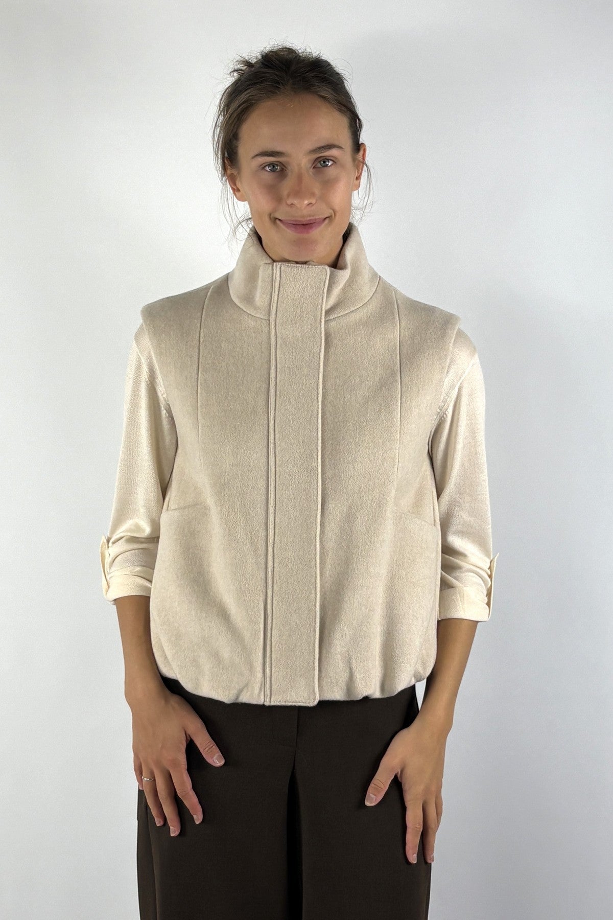 Oscar The Collection Rick Jacket bodywarmer met opstaande kraag – Macademia